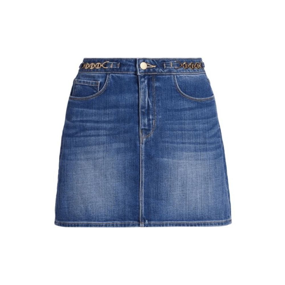 L'Agence Arlene Gold Chain Blue Denim Mini‎ Skirt Size 31 Women's New